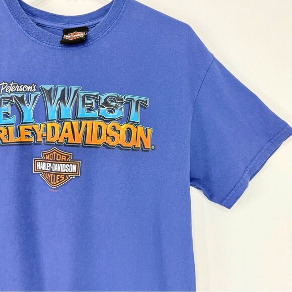 Harley Davidson Motor Cycles Blue Key West Beach Hammock Graphic T Shirt - Picture 5 of 13